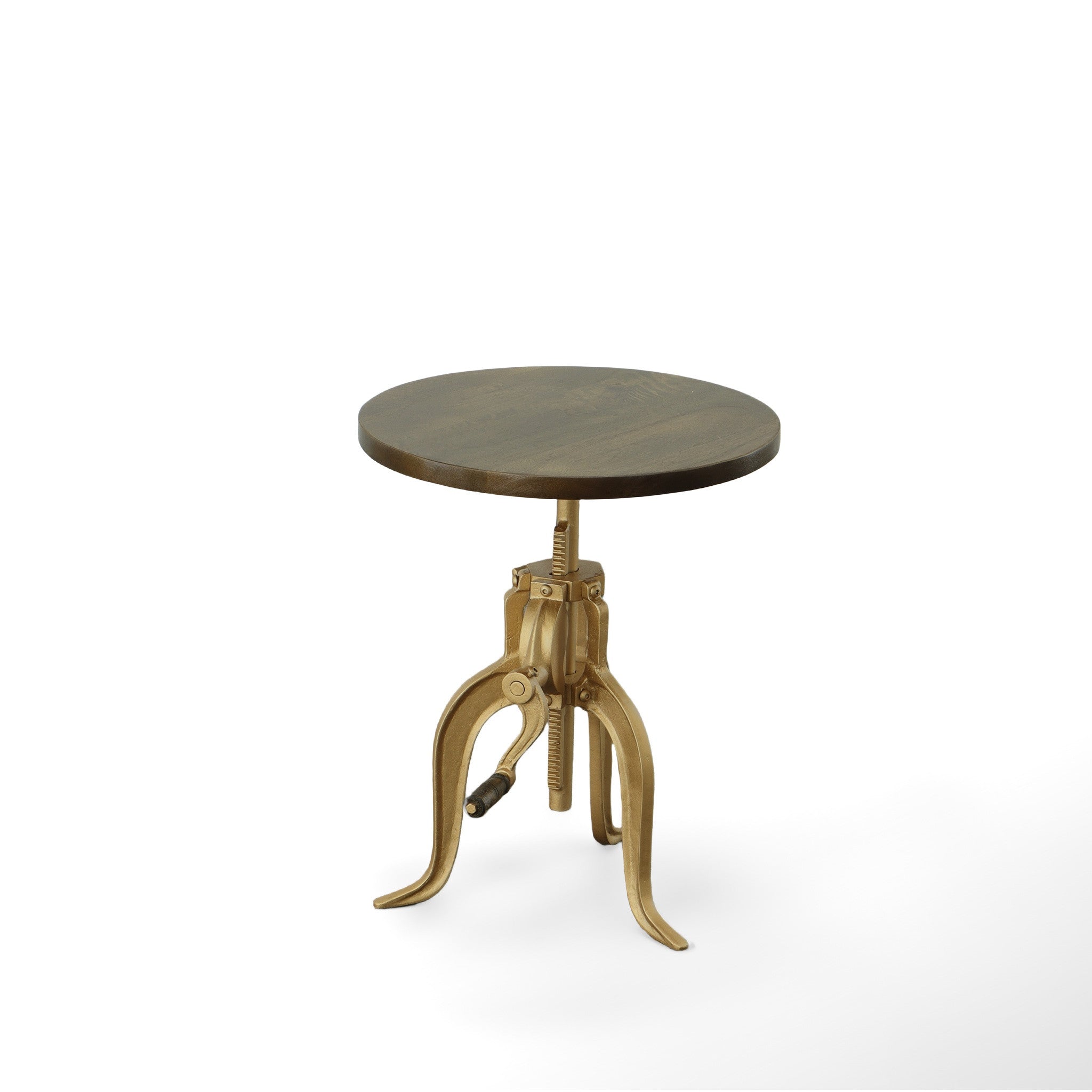 19" Gold And Elm Solid Wood Round End Table