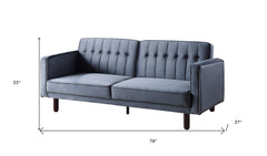 79" Dark Gray Velvet And Black Sleeper Sofa
