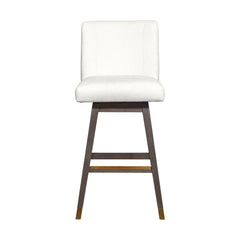 30" Pearl And Gray Solid Wood Swivel Bar Chair