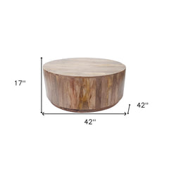 42" Natural Solid Wood Round Coffee Table