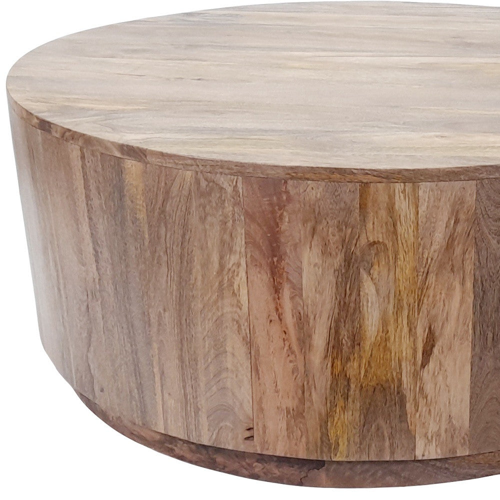 42" Natural Solid Wood Round Coffee Table