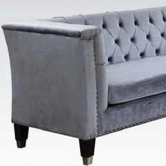 70" Blue Gray And Black Velvet Loveseat