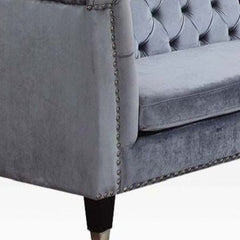 70" Blue Gray And Black Velvet Loveseat