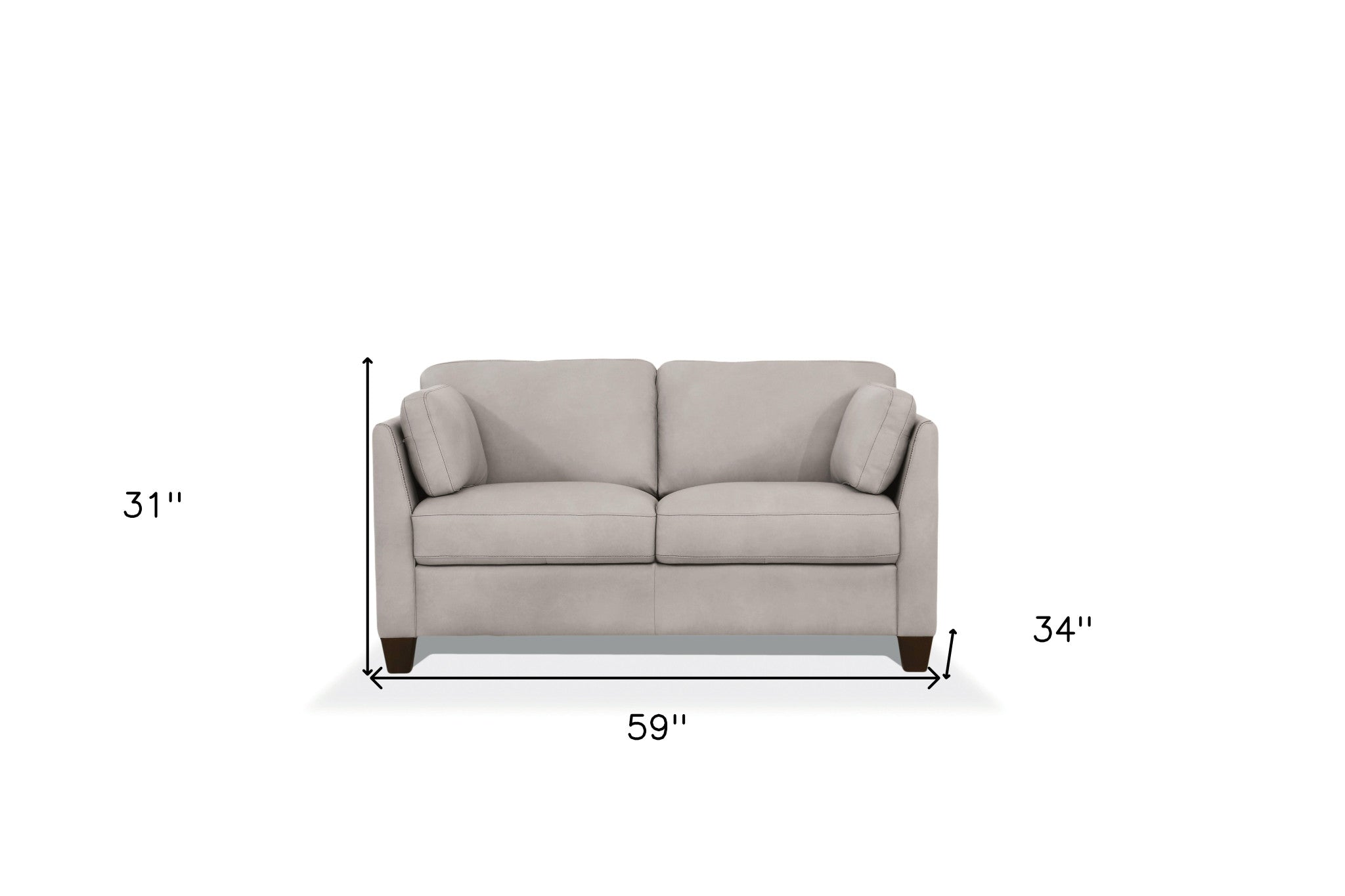 59" Dusty White And Brown Leather Loveseat