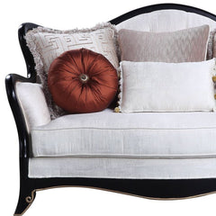 66" Beige And Black Cotton Blend Loveseat and Toss Pillows