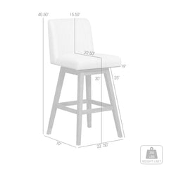 30" Beige And Brown Solid Wood Swivel Bar Chair