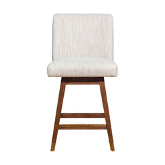 26" Beige And Brown Solid Wood Swivel Bar Height Bar Chair