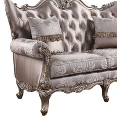 68" Pink And Platinum Silk Blend Loveseat and Toss Pillows