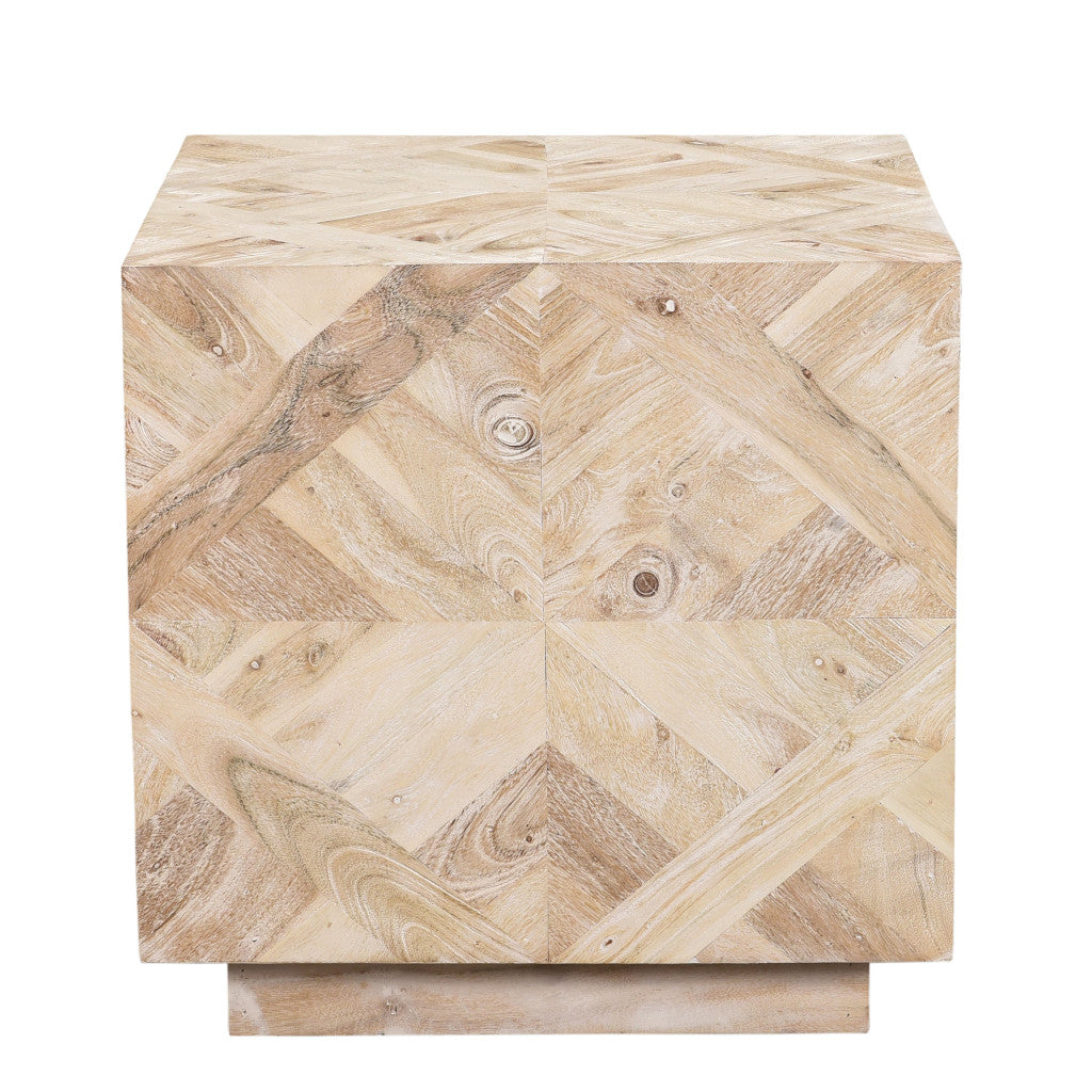 20" Tan Solid Wood Square End Table
