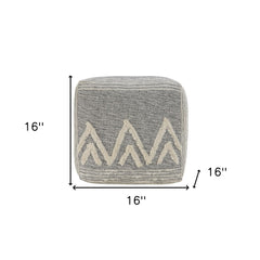 16" Gray Polyester Ottoman