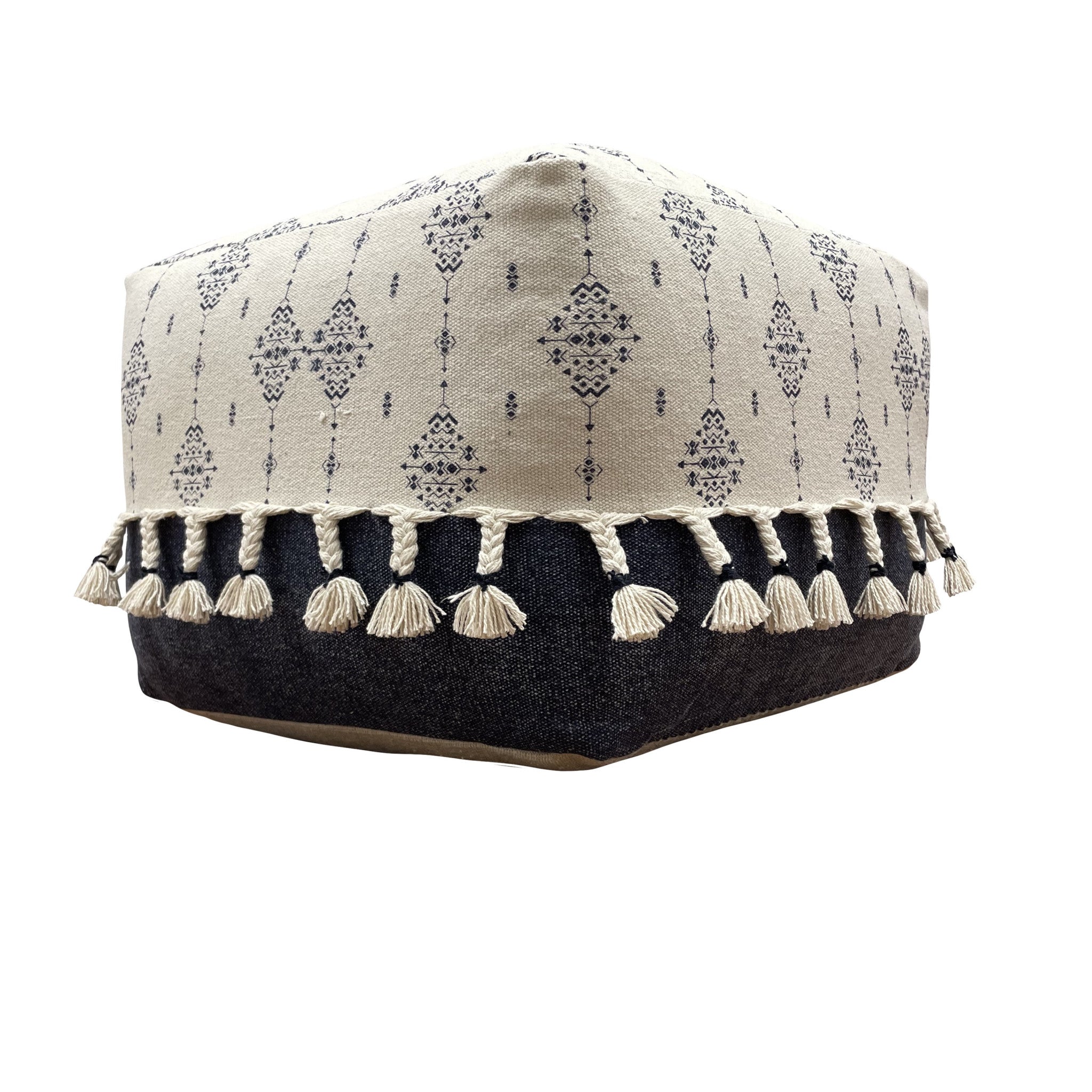 18" Blue 100% Cotton Ottoman