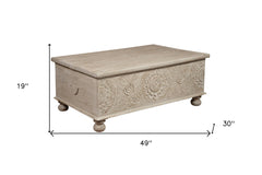 49" Natural Solid Wood Distressed Lift Top Coffee Table