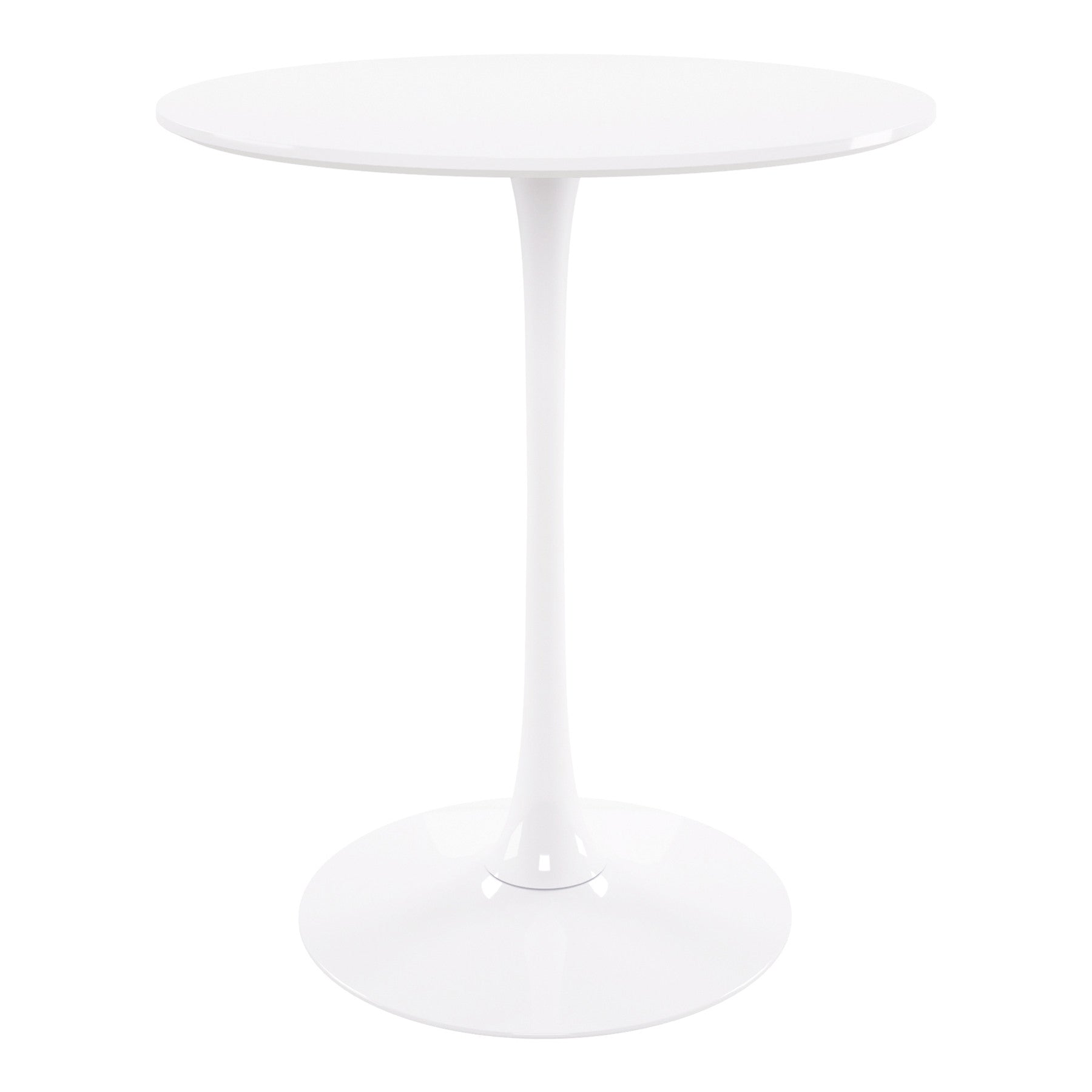 36" White Rounded Manufactured Wood and Metal Bar Table