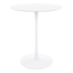 36" White Rounded Manufactured Wood and Metal Bar Table