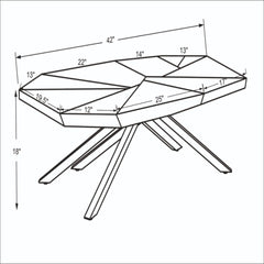 42" Brown And Dark Gray Solid And Manufactured Wood And Iron Free Form Coffee Table