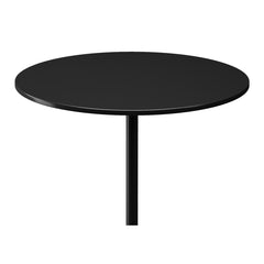 20" Black Steel and Marble Round Pedestal End Table