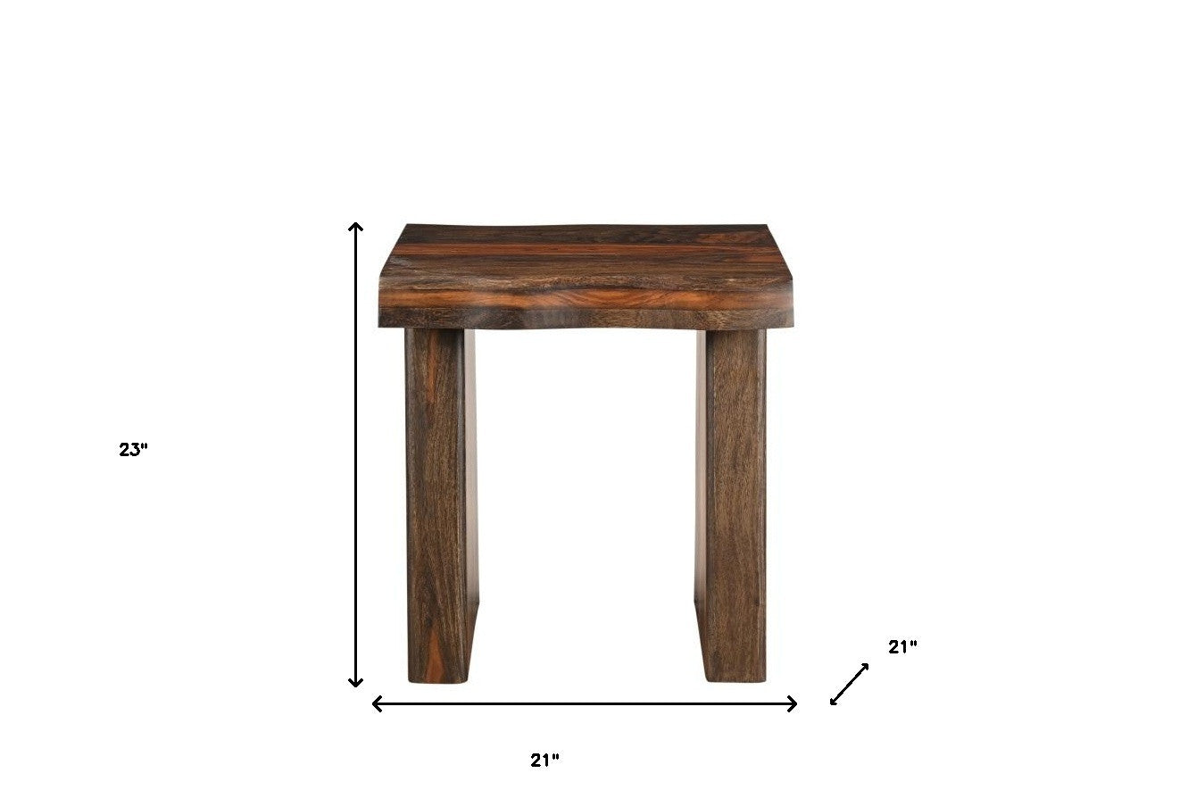 23" Dark Brown Solid Wood End Table