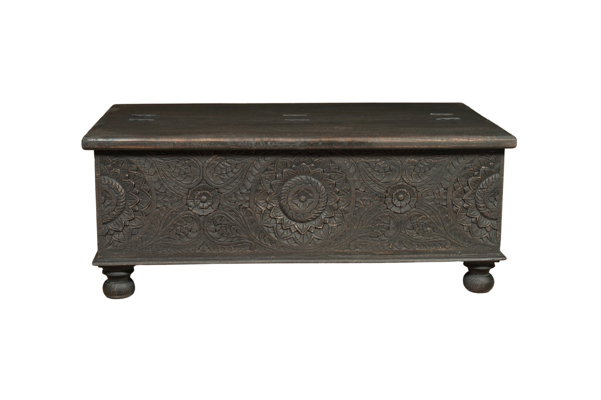 49" Black Solid Wood Distressed Lift Top Coffee Table