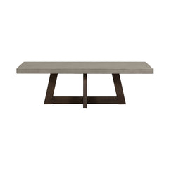 55" Gray And Brown Concrete And Solid Wood Coffee Table