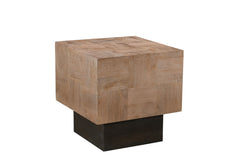 22" Black And Brown Solid Wood End Table