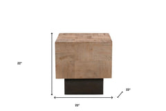 22" Black And Brown Solid Wood End Table