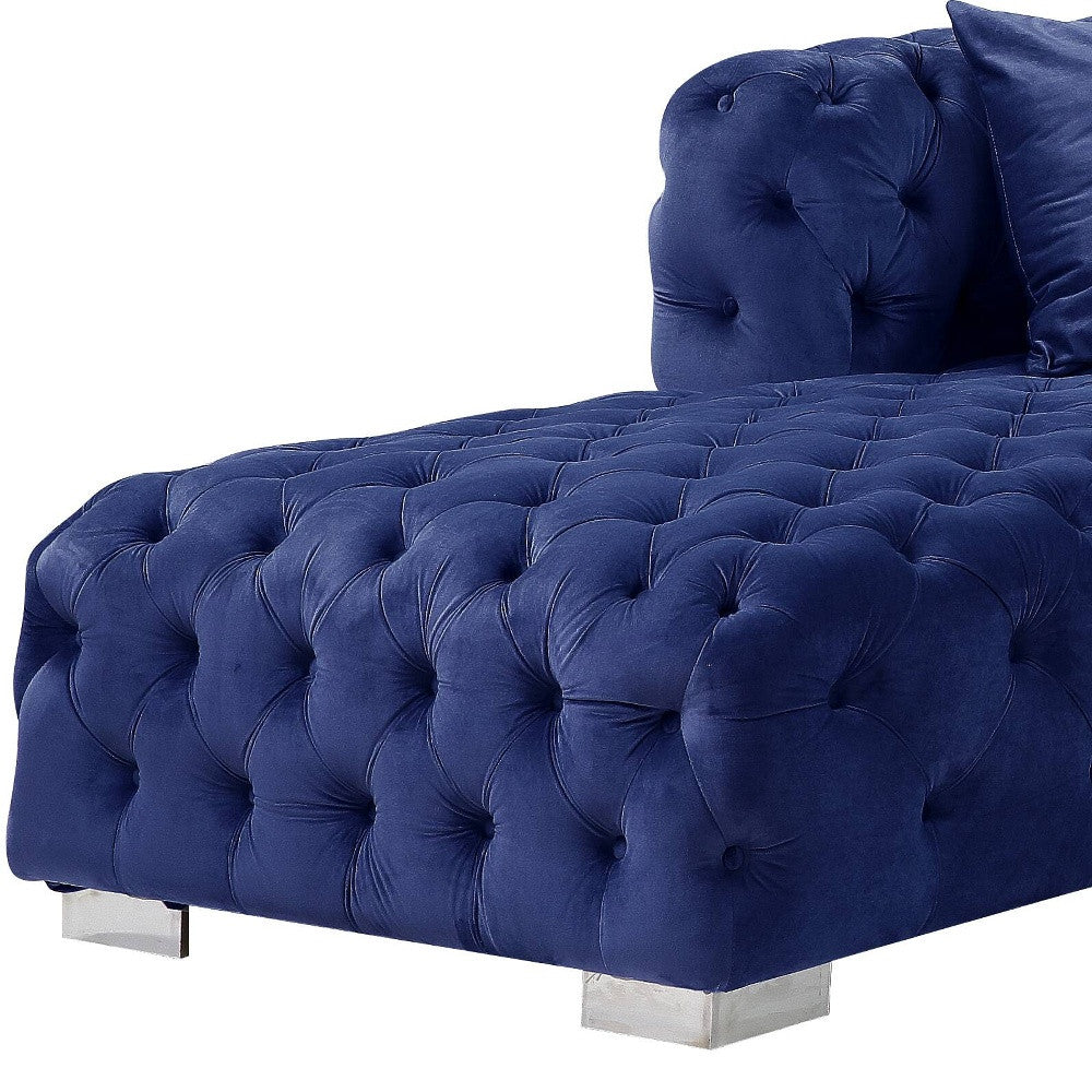 Blue Velvet L Shaped Two Piece Seating Component