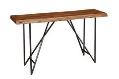 55" Brown and Black Solid and Manufactured Wood Cross Leg Console Table