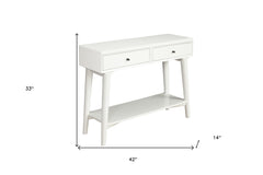 42" White Solid and Manufactured Wood Floor Shelf Console Table With Storage With Storage