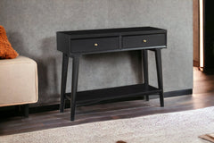 42" Black Solid and Manufactured Wood Floor Shelf Console Table With Storage With Storage