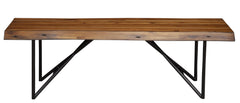 55" Brown and Black Solid Wood Dining Bench