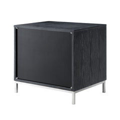 24" Silver Metallic and Black Veneer End Table with Three Drawers