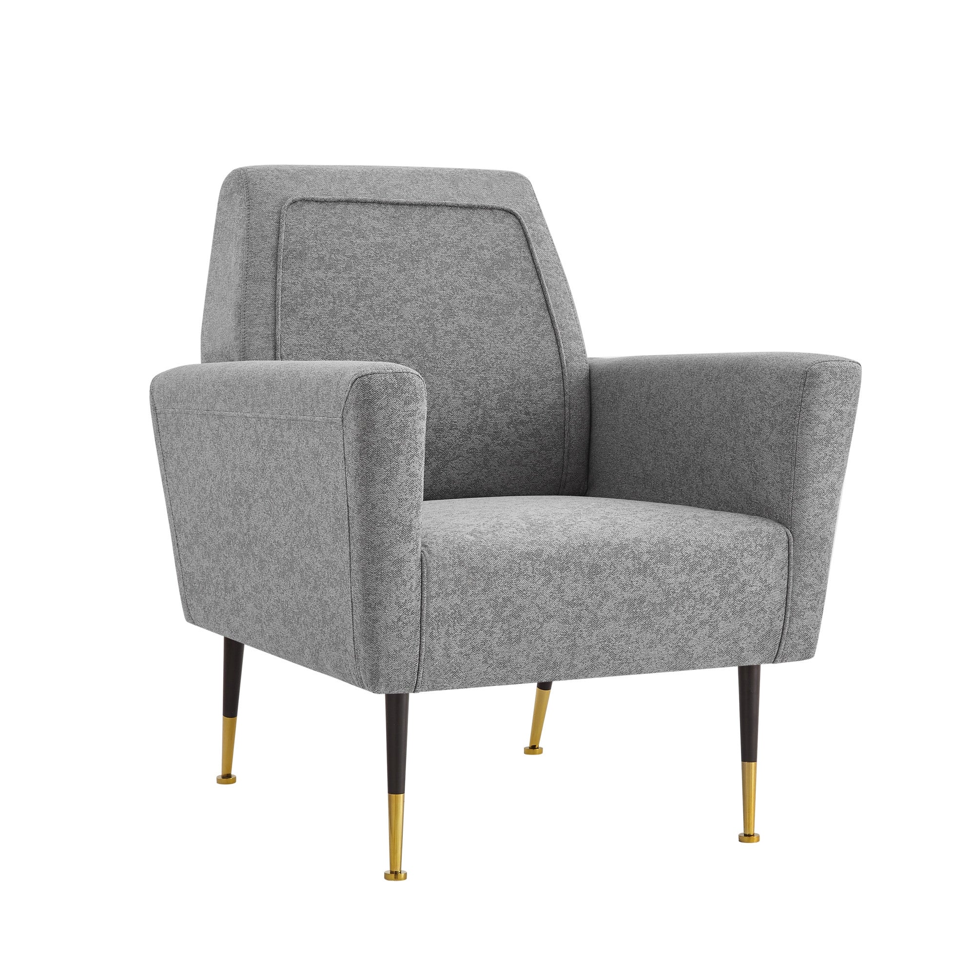 32" Light Gray And Gold Linen Arm Chair