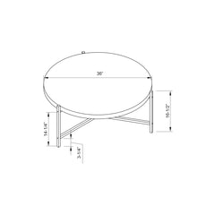 37" Sandy Brown And Black Metal Round Coffee Table