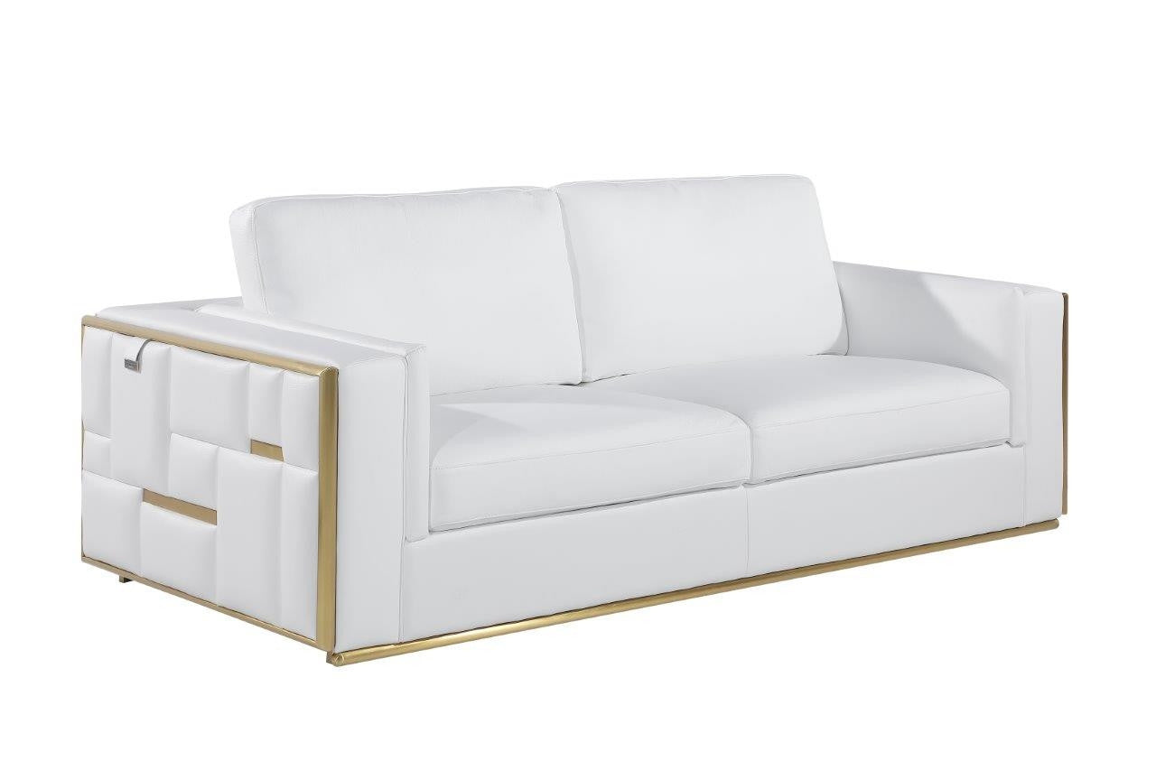 White Top Grain Leather Five Person Seating Set