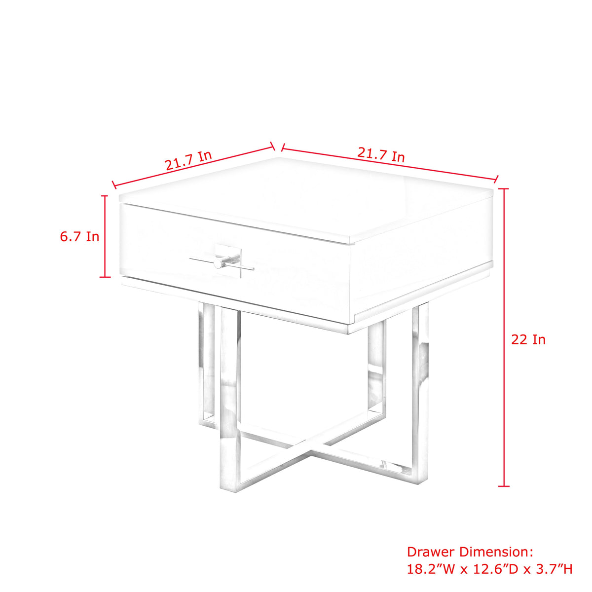 22" Gold and White End Table with Drawer