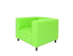 36" Neon Green And Black Faux Leather Arm Chair