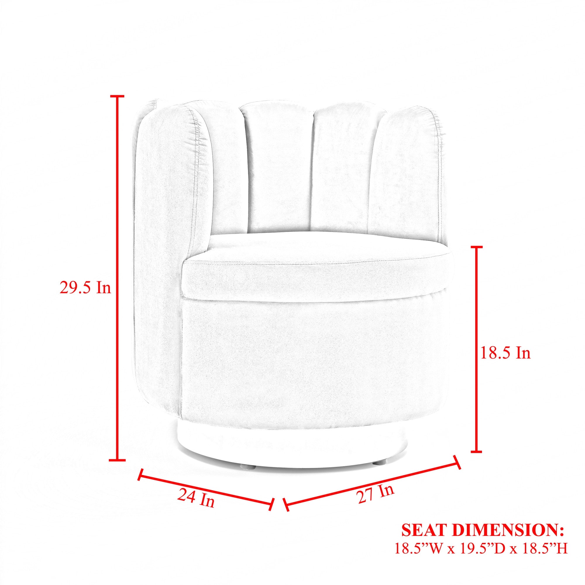 27" Light Gray And Silver Velvet Tufted Swivel Barrel Chair