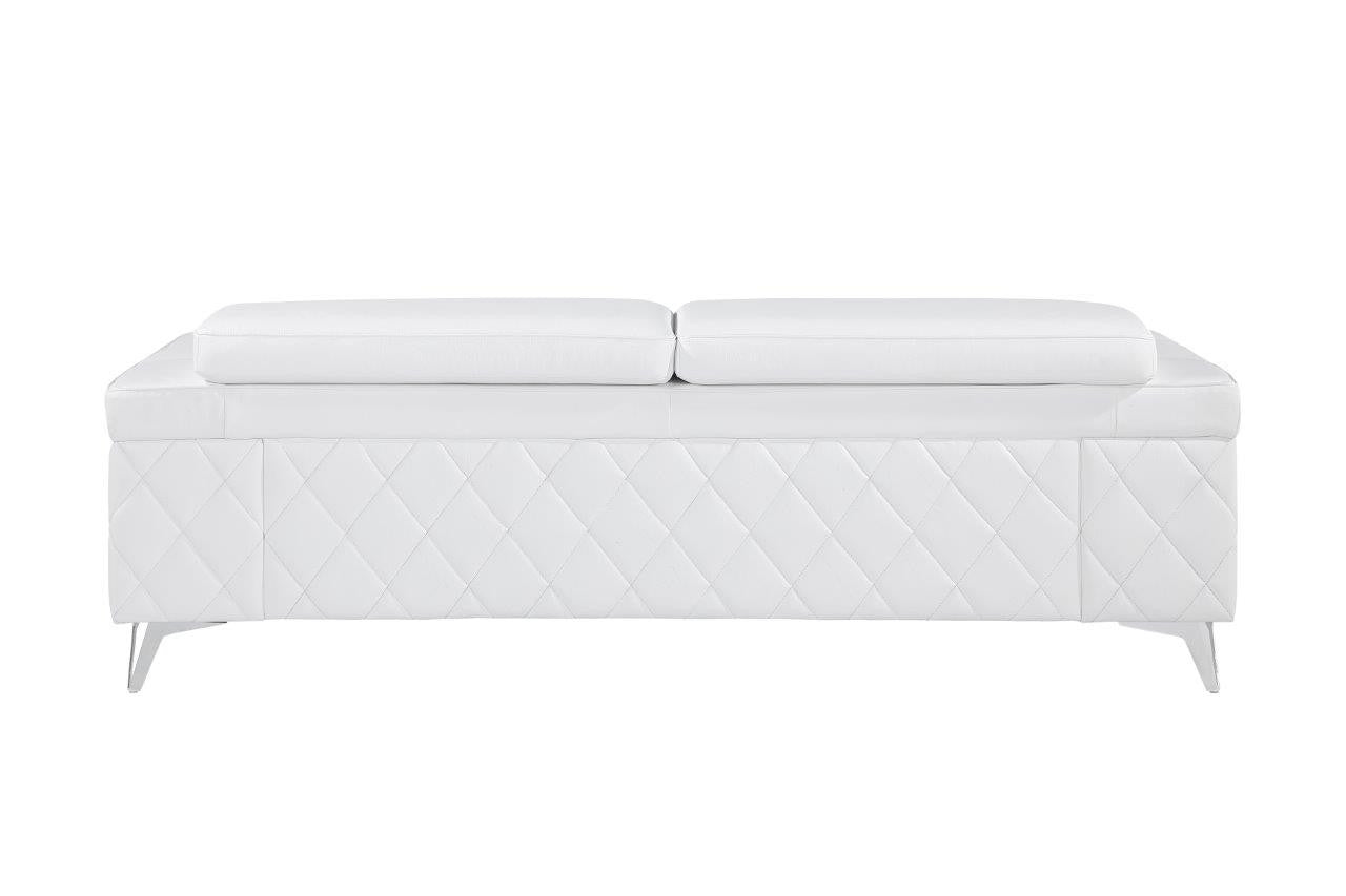 89" White And Silver Italian Leather Sofa