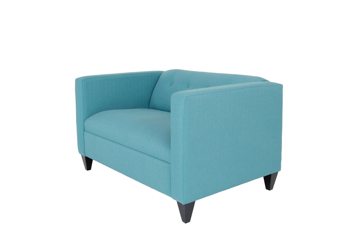 50" Teal Blue And Dark Brown Polyester Blend Loveseat