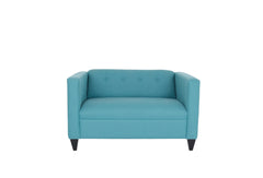 50" Teal Blue And Dark Brown Polyester Blend Loveseat