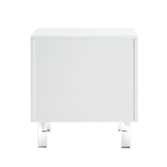 24" Clear and White End Table with Two Shelves