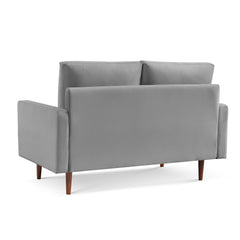 57" Gray And Dark Brown Velvet Loveseat