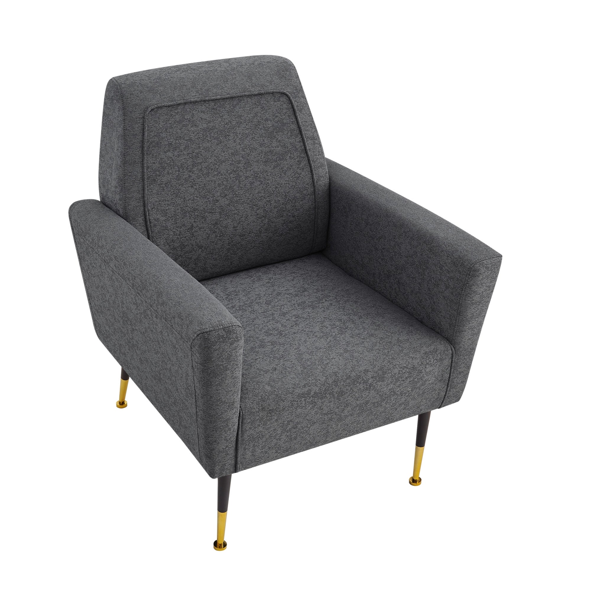32" Dark Gray And Gold Linen Arm Chair
