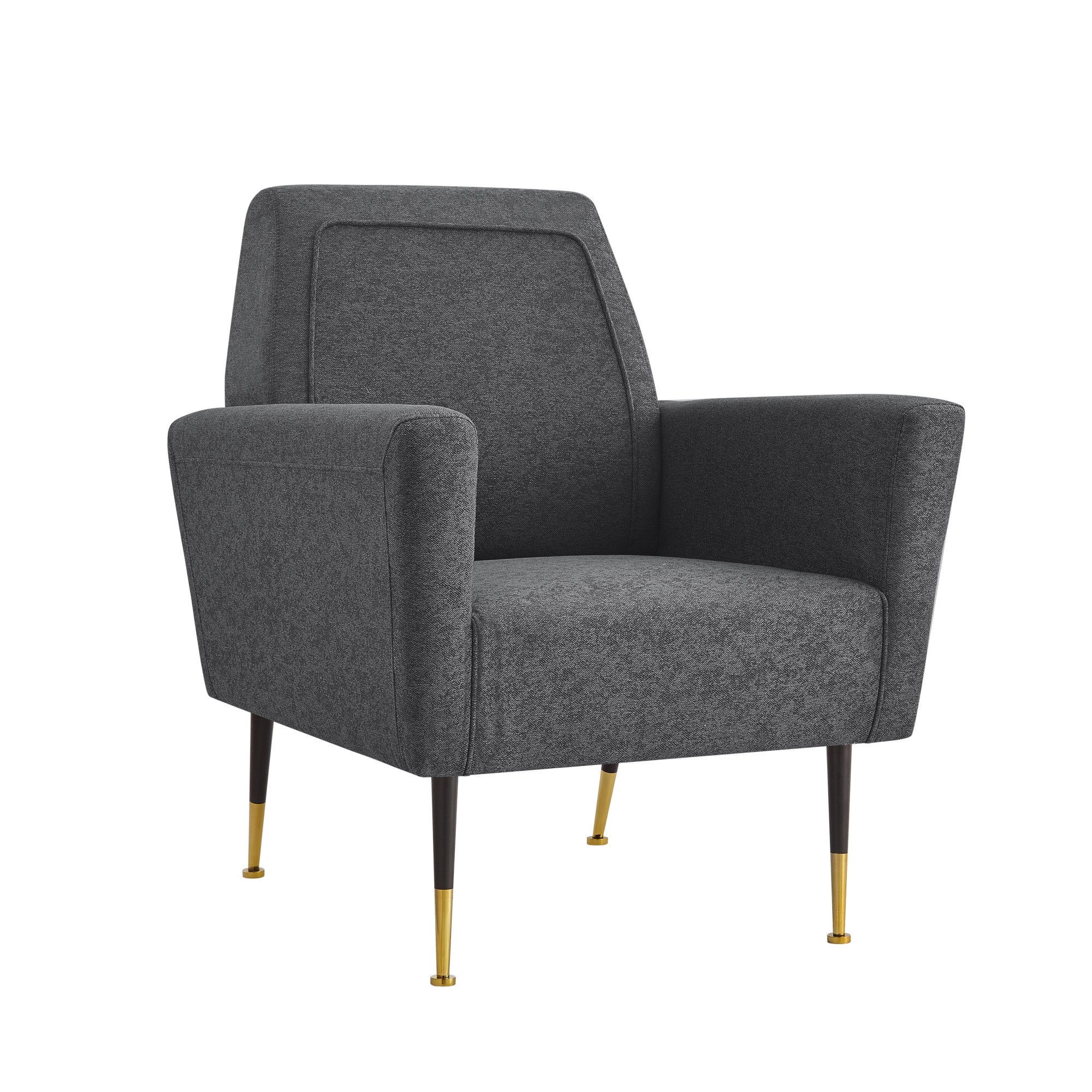 32" Dark Gray And Gold Linen Arm Chair