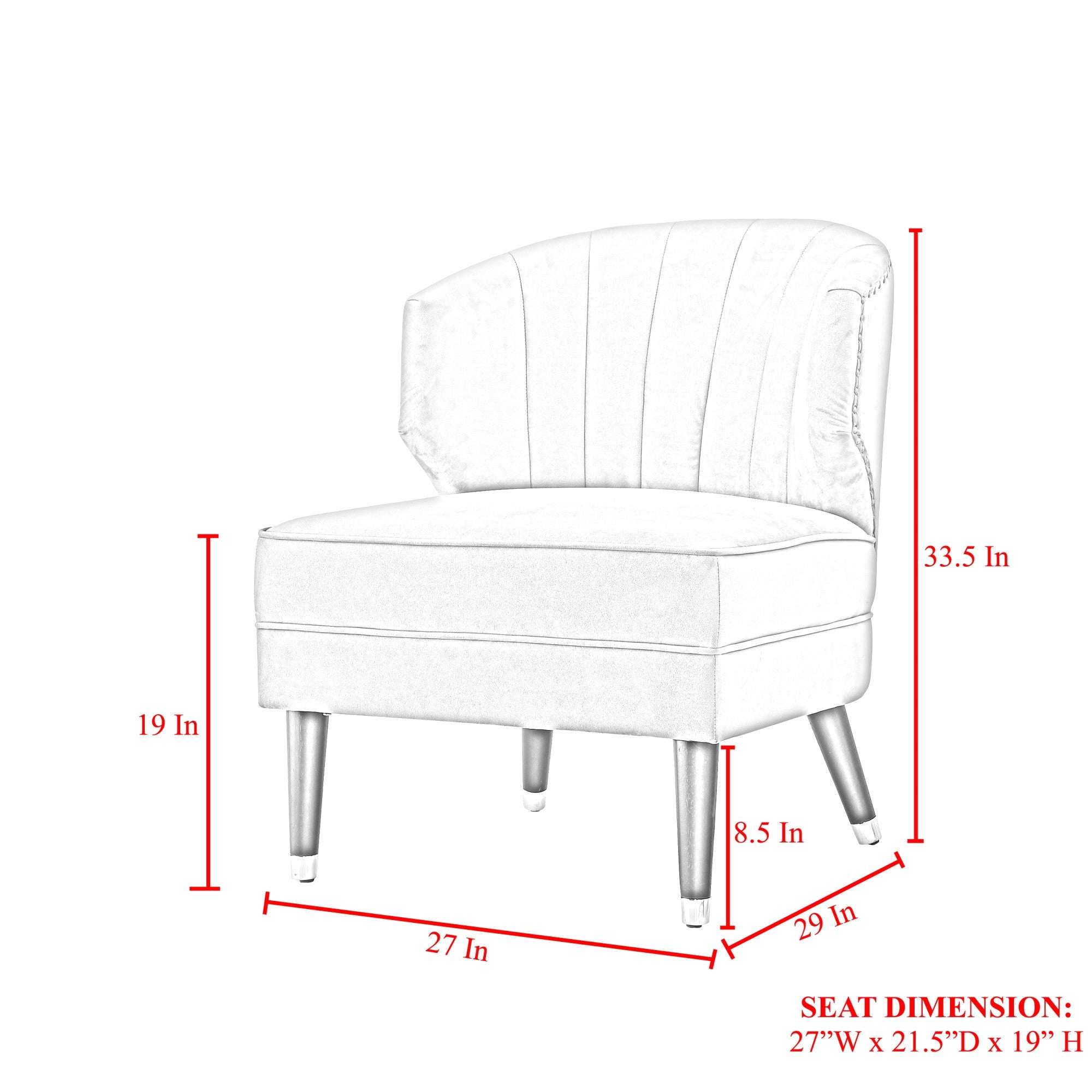 27" Gray And Gold Velvet Tufted Wingback Chair