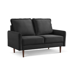 57" Black And Dark Brown Velvet Loveseat