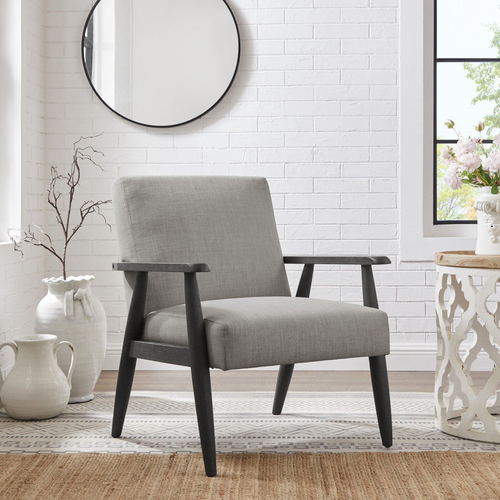 30" Gray And Black Linen Arm Chair