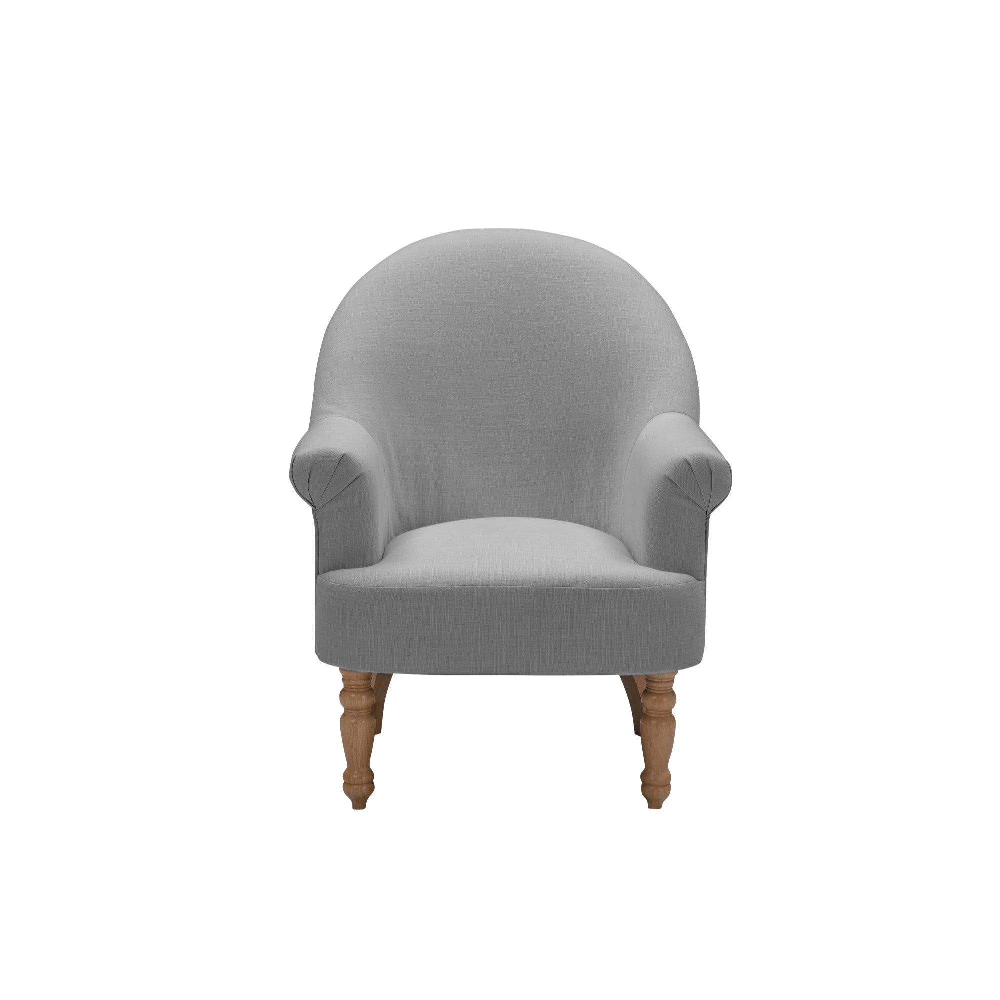 33" Gray And Brown Linen Arm Chair