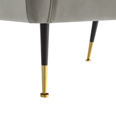 32" Gray And Gold Velvet Arm Chair