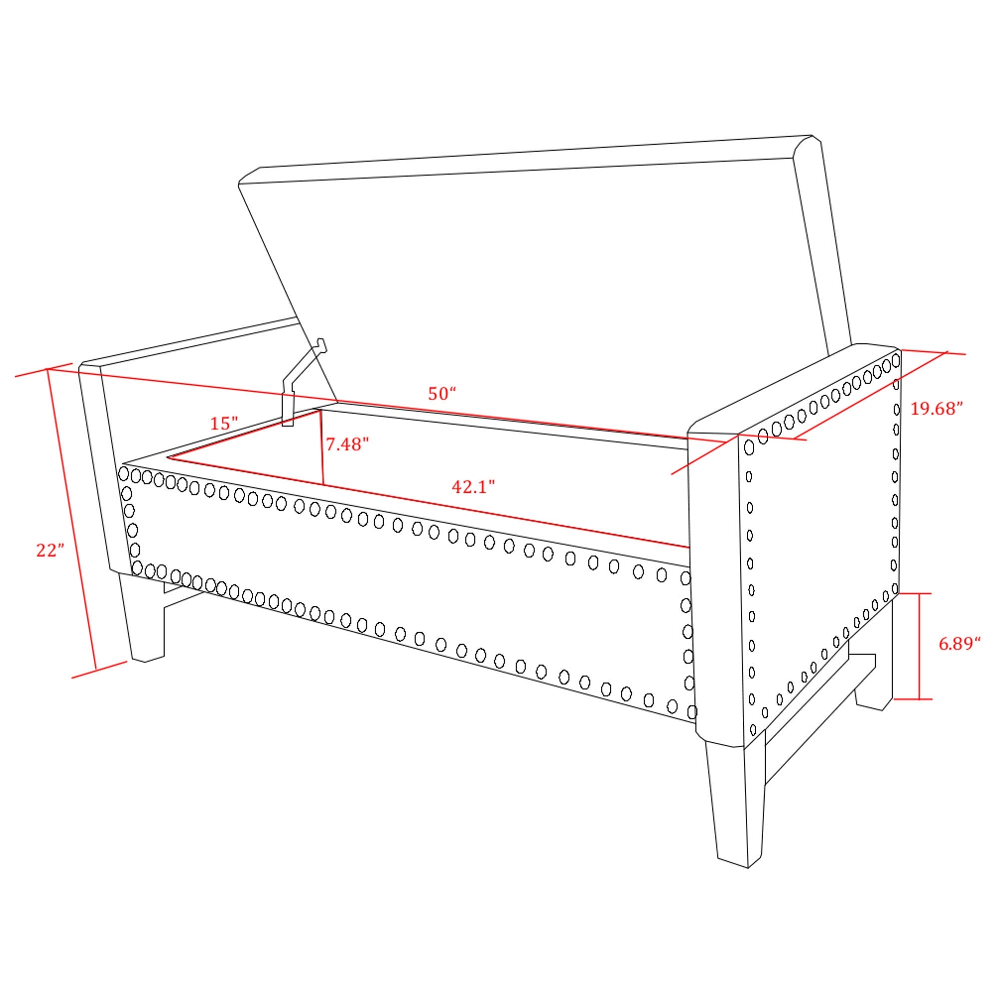 50" Espresso Upholstered PU Leather Bench with Flip top, Shoe Storage